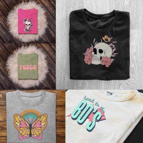 Mystery Vintage Style Graphic Tshirt Bundle, 90s Retro Style Tee Clothing Box, Short Sleeve Shirts Men Women Thrift T-shirt Pack,